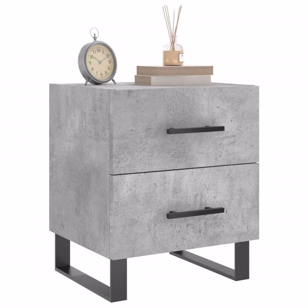 Berkfield Home Modern Bedside Cabinet in Concrete Grey, W: 40 cm, D: 35 cm, H: 47.5 cm – 3