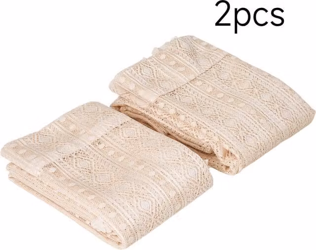 Livingandhome Transparent Fabric Panel Curtain in Beige, Width: 140 cm