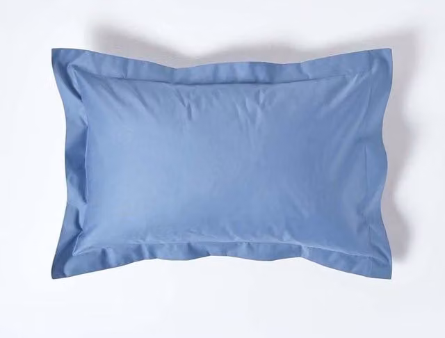 Homescapes Blue Egyptian Cotton Oxford Pillowcase, 1000 Thread Count, Mako Satin – 1