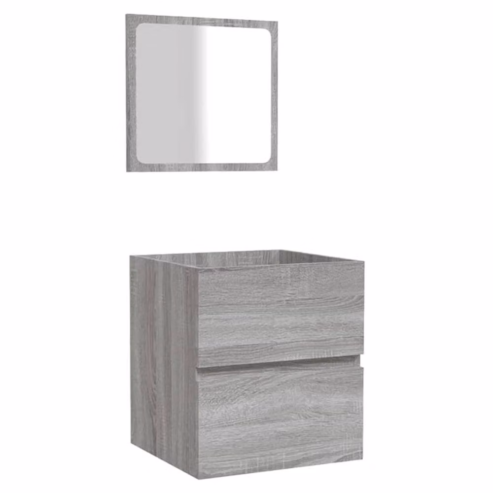 Berkfield Home Wall Mounted Grey Bathroom Cabinet with Mirror and Internal Drawers – 2
