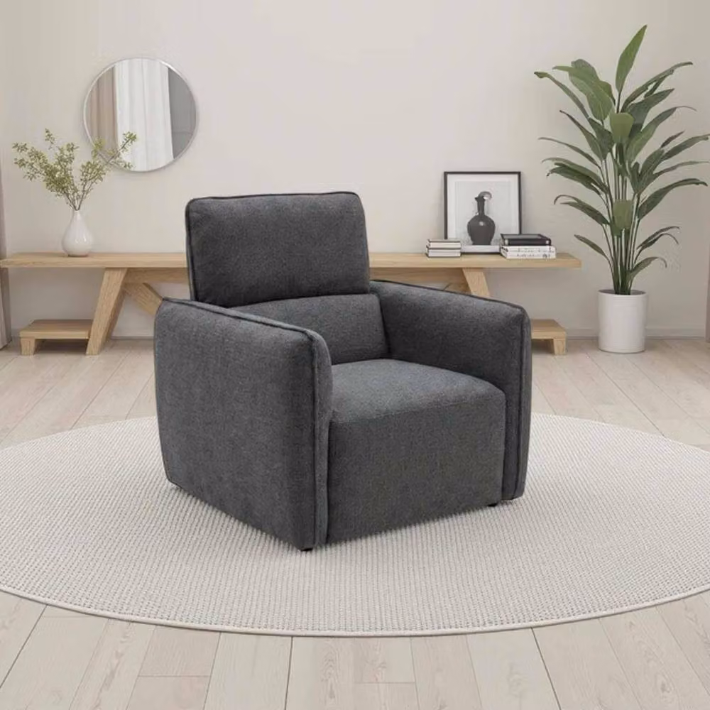 Furnishings For Less UK Ashcroft High Back Tub Armchair in Charcoal Grey Chenille Fabric – 2