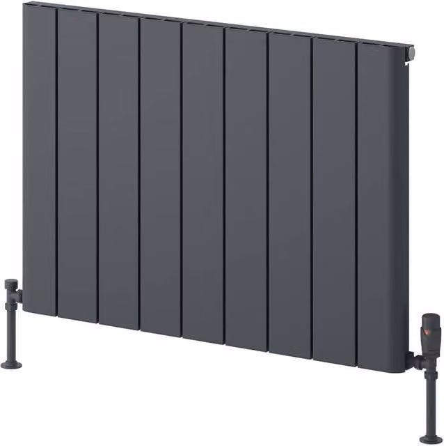 Bathroom Kingdom Resia Anthracite Designer Flat Panel Horizontal Aluminium Radiator, W: 60 cm, H: 85 cm, Grey