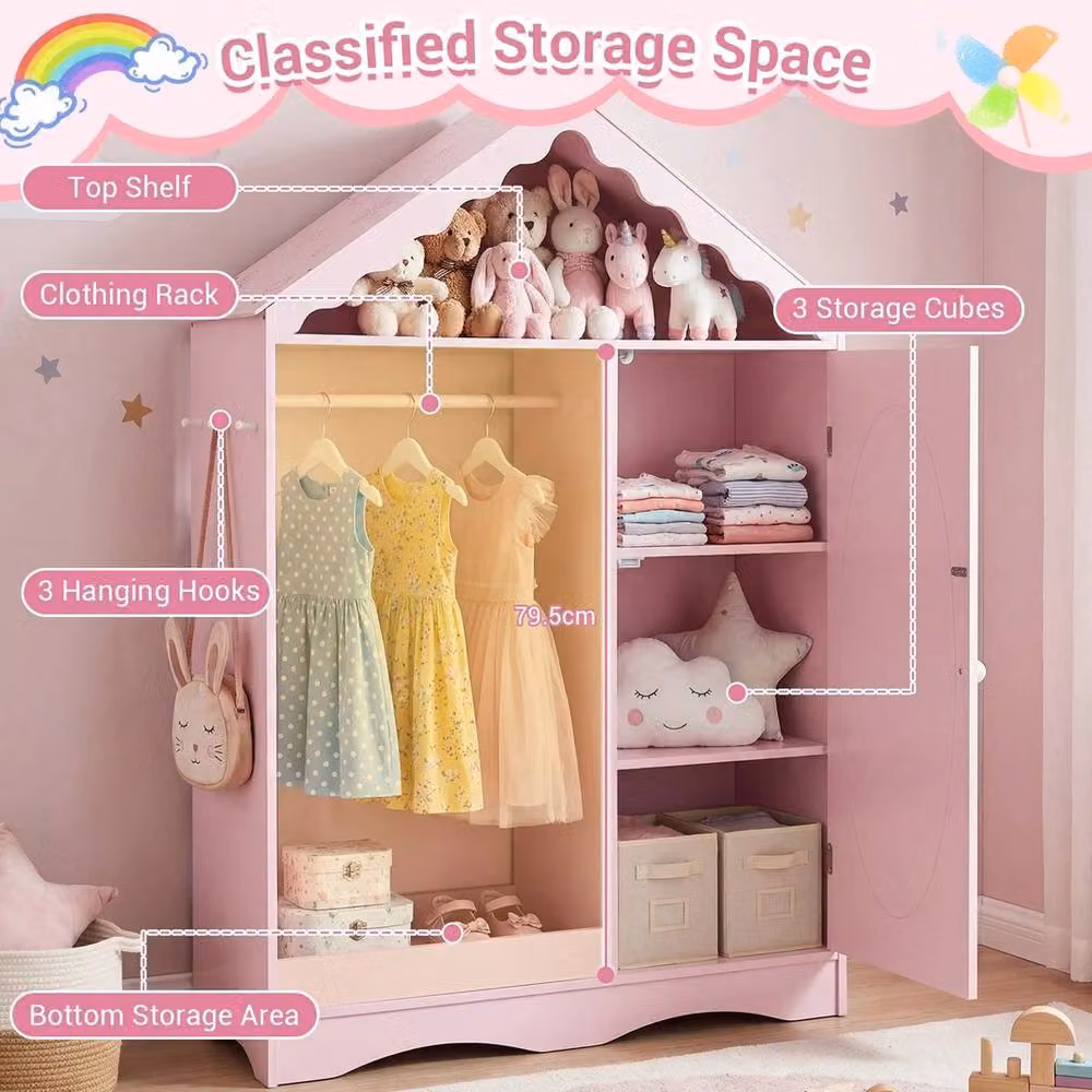 Havendro Childrens Dress Up Storage Unit with Mirror in Pink – 2