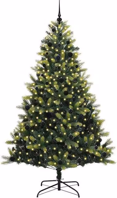 Berkfield Home Realistic Artificial Hinged Christmas Tree with 300 LEDs, Green, Height: 240 cm – 1