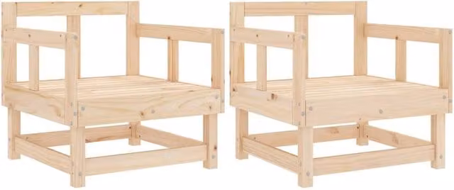 Berkfield Home Rustic Solid Wood Pine Garden Chairs, Set of 2, Beige