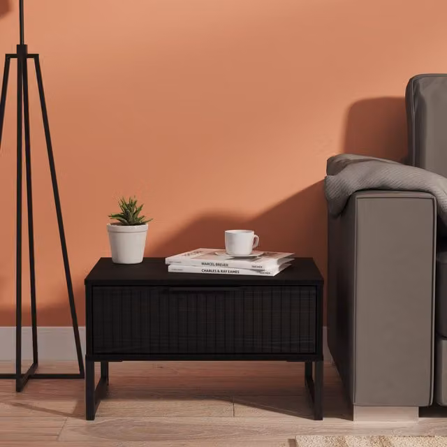 2 U Menai Ready Assembled 1 Drawer Wide Side Table in Black – 1