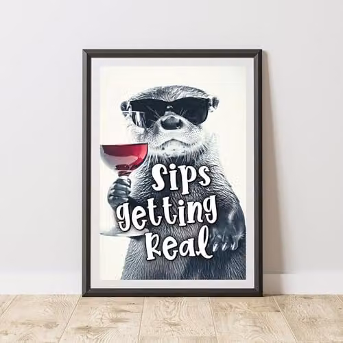 60 Second Makeover Funny Otter Sips Getting Real Paper Poster, Black and White, A3