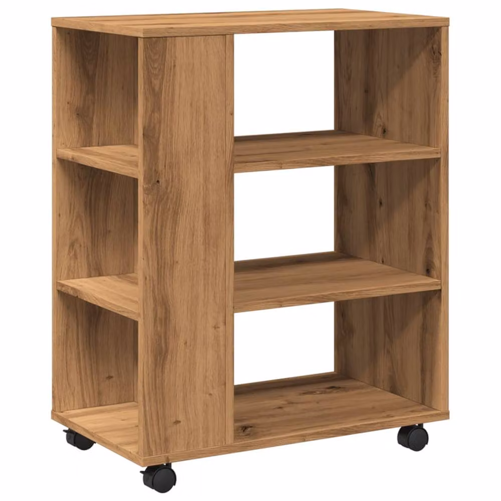 Berkfield Home Artisan Oak Rolling Cabinet in Brown, W/D/H: 60 x 35 x 75 cm – 2