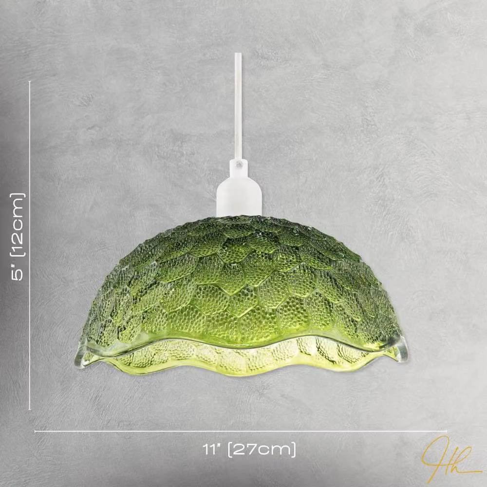Happy Homewares Green Glass Round Modern Ceiling Light Shade – 3