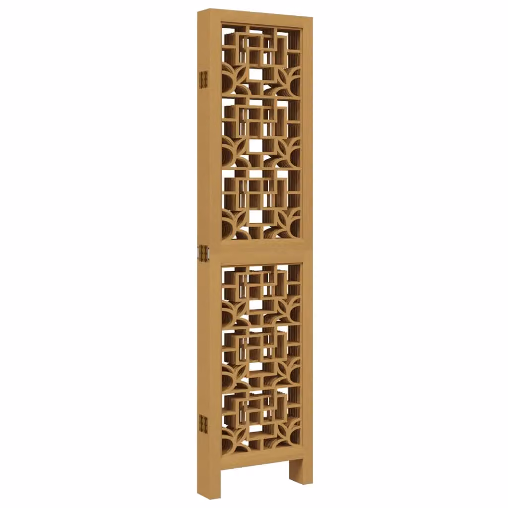 Berkfield Home 6-Panel Brown Solid Wood Paulownia Room Divider – 3