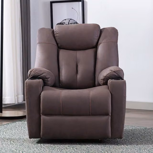 More4Homes Afton Electric Fabric Auto Recliner Armchair with USB in Brown – 1