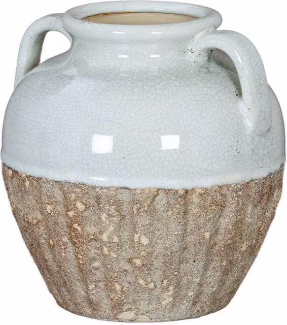 Lemon Pavilion Furniture and Decor Thorne Medium Amphora Vase, White Ceramic, W: 21 cm, D: 21 cm, H: 22 cm – 1