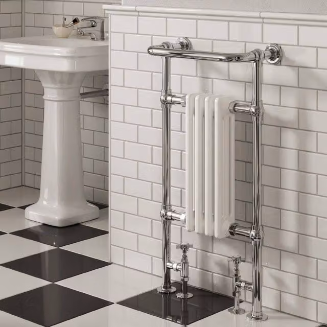 Bathroom Kingdom Alicia Chrome Oval Traditional Heated Towel Rail, Silver/White, H: 95 cm, W: 47.5 cm – 2