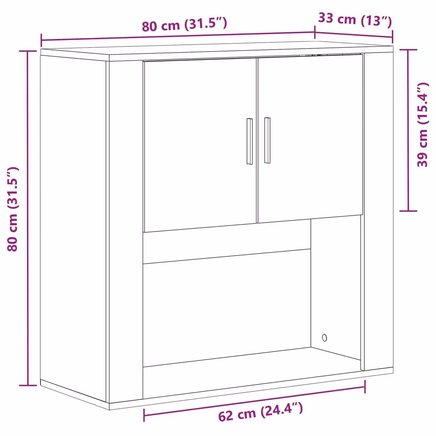 Berkfield Home Modern Wall Mounted Cabinet in Black Oak, W/D/H: 80 x 33 x 80 cm – 6