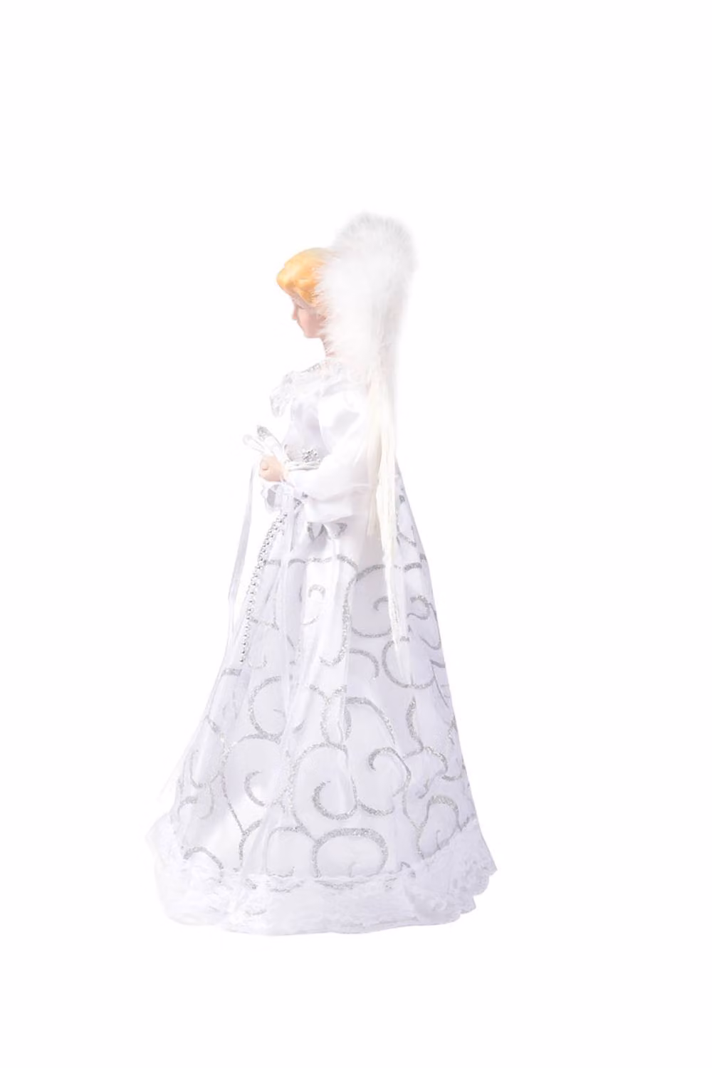 Living and Home White Angel Christmas Tree Topper with LED Lights – 4