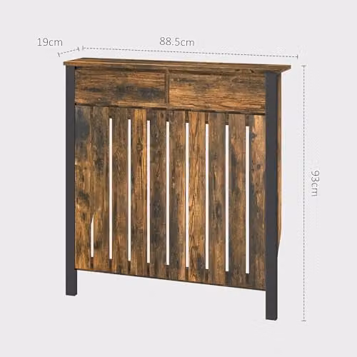 HOMCOM Industrial Radiator Cover with Drawer in Brown and Black, W: 88.5 cm, D: 19 cm, H: 93 cm – 5