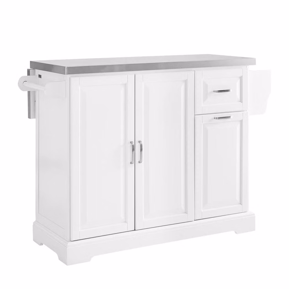 SoBuy Modern White Kitchen Trolley with Stainless Steel Top – 2