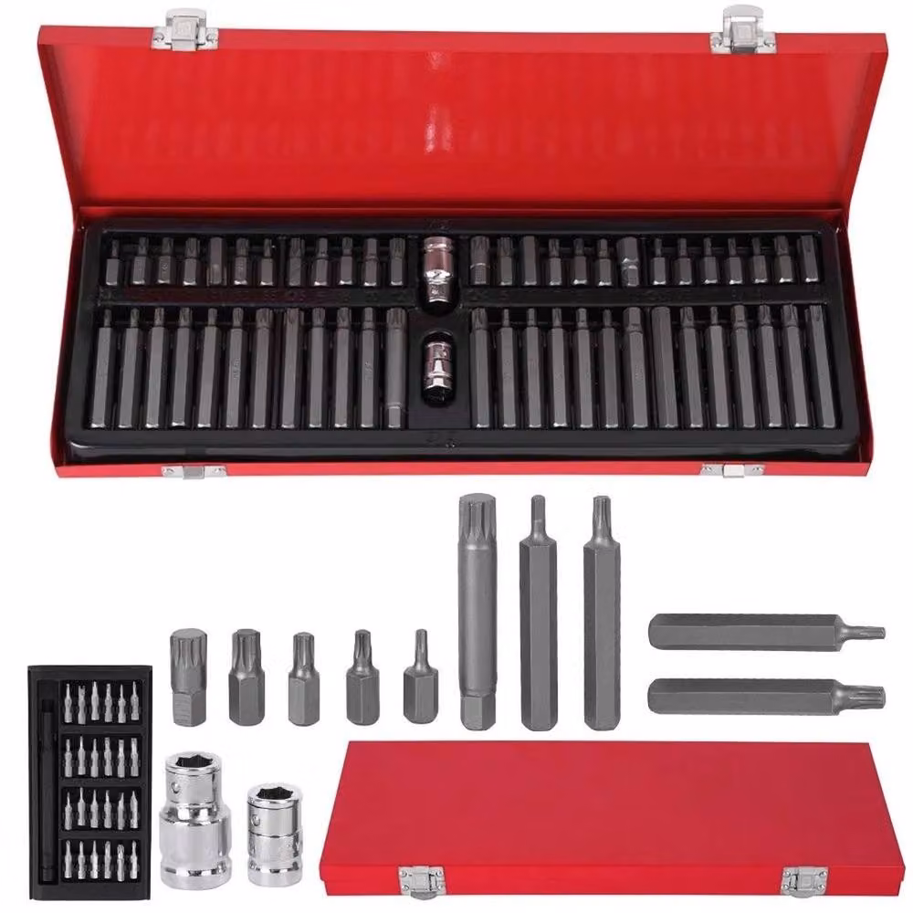 NESTLUNE 54 Piece Red Allen Key, Torx, Hex, Star and Spline Socket Bit Set – 3