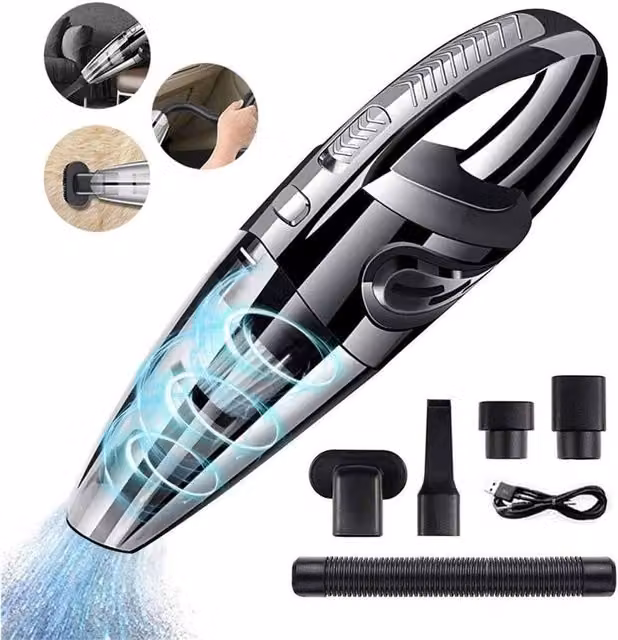 VOGREX Cordless Rechargeable Wet and Dry Handheld Car Vacuum in Black with HEPA Washable Filter – 1