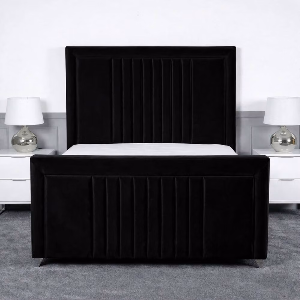 Living Comfort Bedz Celeste Black Velvet Upholstered Gas Lift Storage Bed, W/D/H: 140 x 200 cm – 2