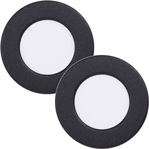 Loops 2 Pack Black Round LED Wall and Ceiling Flush Downlights 2.7W