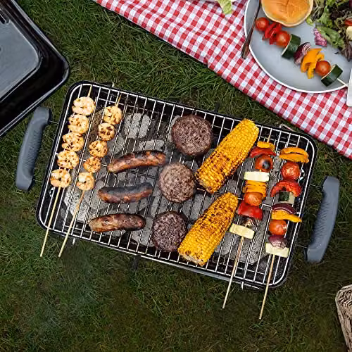 George Foreman Premium On-The-Go Portable Charcoal Barbecue in Black with Two Part Warming Rack and Adjustable Airflow, GFPTBBQ1004B – 3