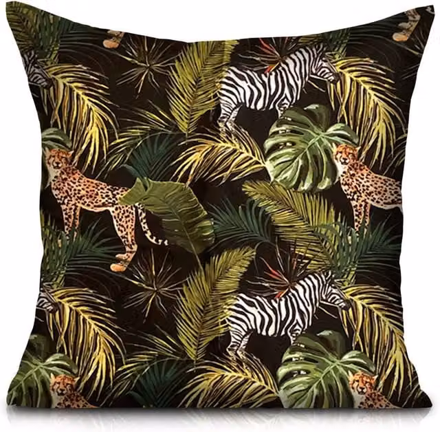 Luxury Living Safari Outdoor Water-repellant Polyester Cushion in Green and Multicolour