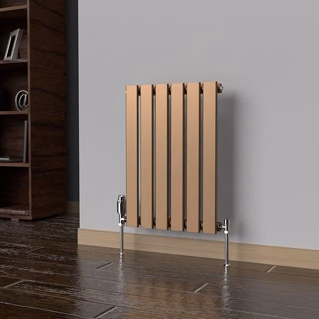 Lux Heat Single Flat Horizontal Wall Mounted Steel Radiator in Gold, W: 60.0 cm, H: 42.0 cm, D: 8.5 cm