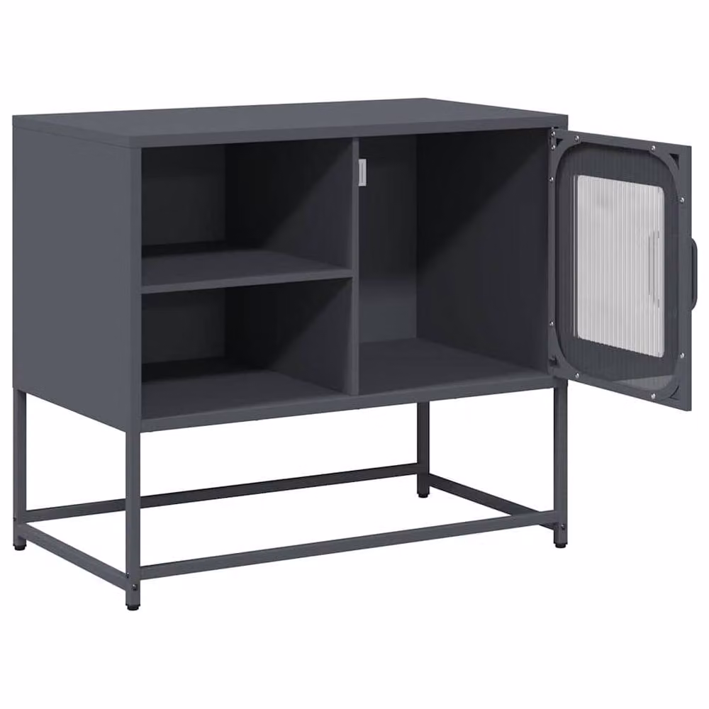Berkfield Home Anthracite Steel TV Cabinet in Dark Grey, W: 68 cm, D: 39 cm, H: 60.5 cm – 4