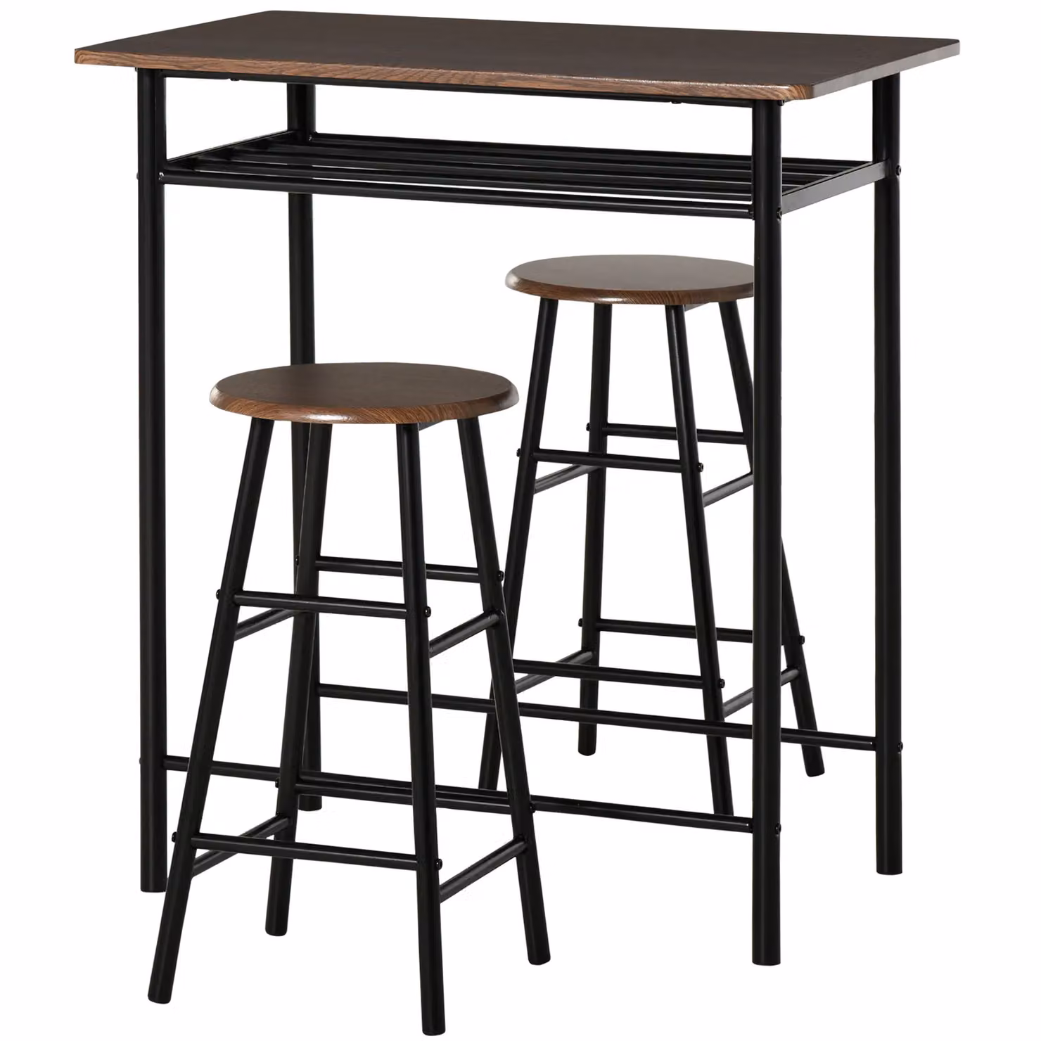 HOMCOM 3-Piece Industrial Dining Set with Rectangular Table and 2 Chairs in Black – 2
