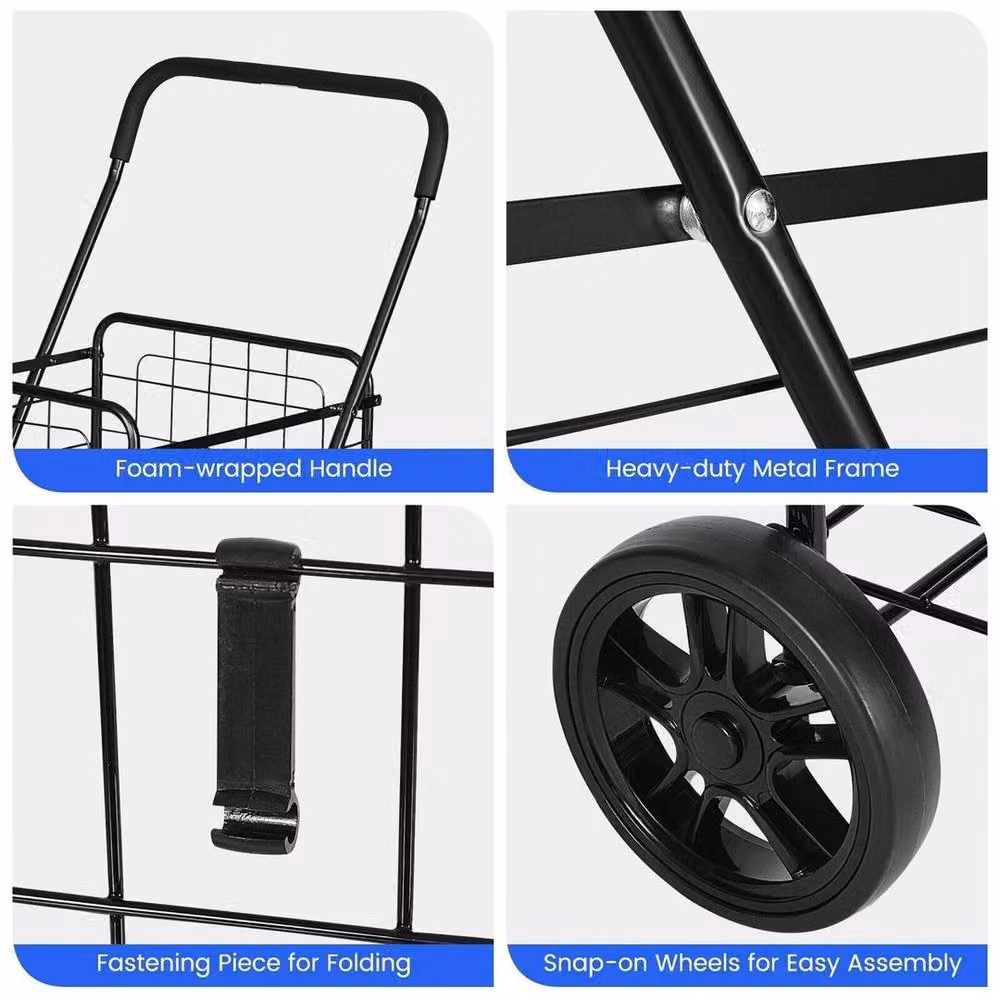 SPETLEK Portable Utility Grocery Rolling Cart, 83L, Black – 4