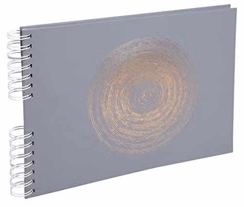 Exacompta Ellipse Spiral Photo Album, Grey Imitation Leather with Rose Gold Ellipse Marking, 150 Photos, 50 White Pages, W: 32 cm, H: 22 cm – 1