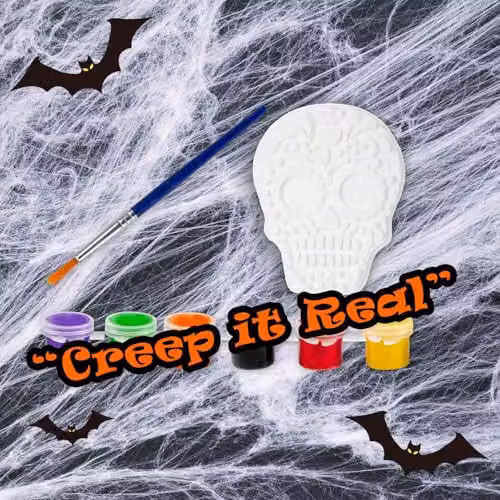 VFM e-Store Halloween Decorations Craft Paint Kit with 23.5 cm Skull in White – 6