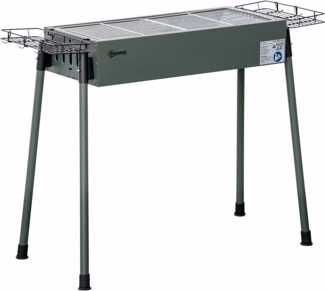 Rolipo Portable Charcoal BBQ Grill with Baskets and Hooks, Green