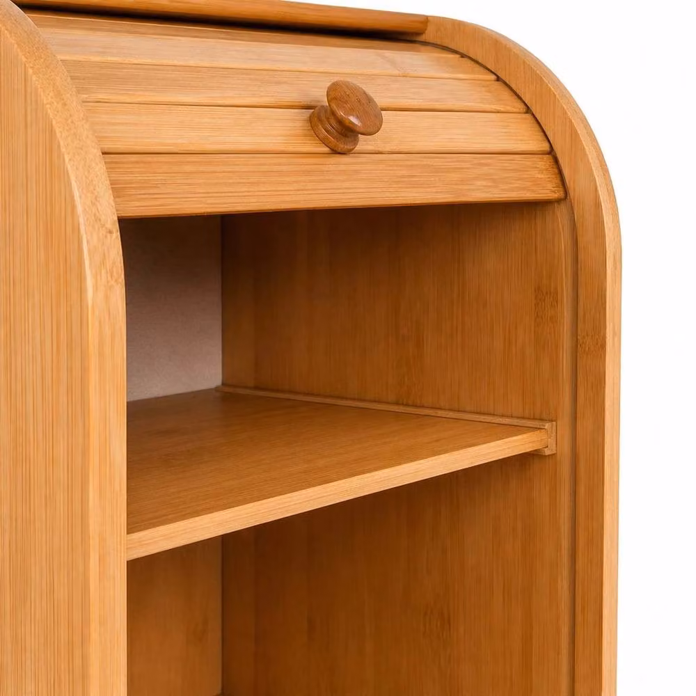 FLAVORA Double Layer Bamboo Roll Top Bread Bin in Natural Brown and Beige – 4