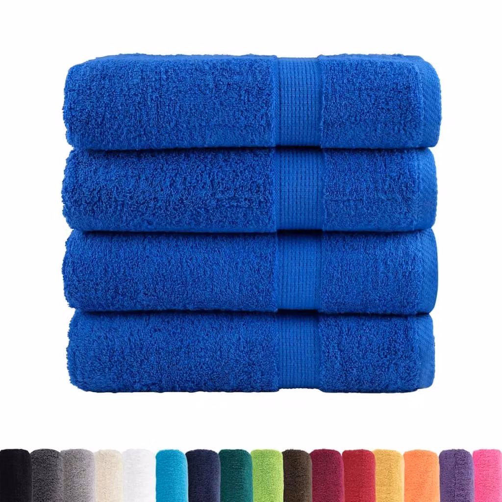 Berkfield Home SOLUND Premium Cotton Terry Shower Towels, 4 Pack, Blue, W: 70 cm, L: 140 cm, 600gsm – 2