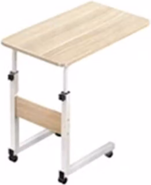 Nordara Height Adjustable Mobile Over Bed Table in Light Oak with Castors – 1