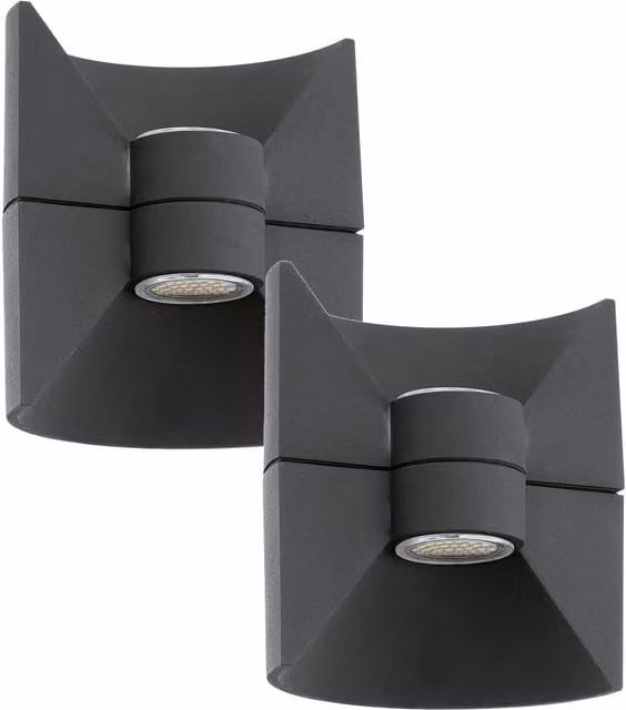 Loops 2 Pack IP44 Outdoor Up and Down LED Wall Light in Anthracite Aluminium