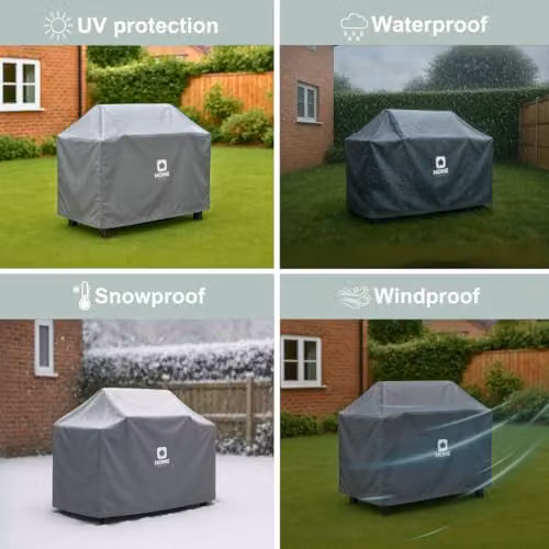 Home Source Duracover Large Waterproof Polyester BBQ Grill Protector in Grey, W/D/H: 110 x 90 x 60 cm – 5