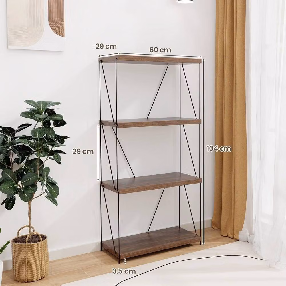 KORVIXA 4-Tier Multipurpose Industrial Display Rack in Brown, W/D/H: 100 x 100 x 100 cm – 2