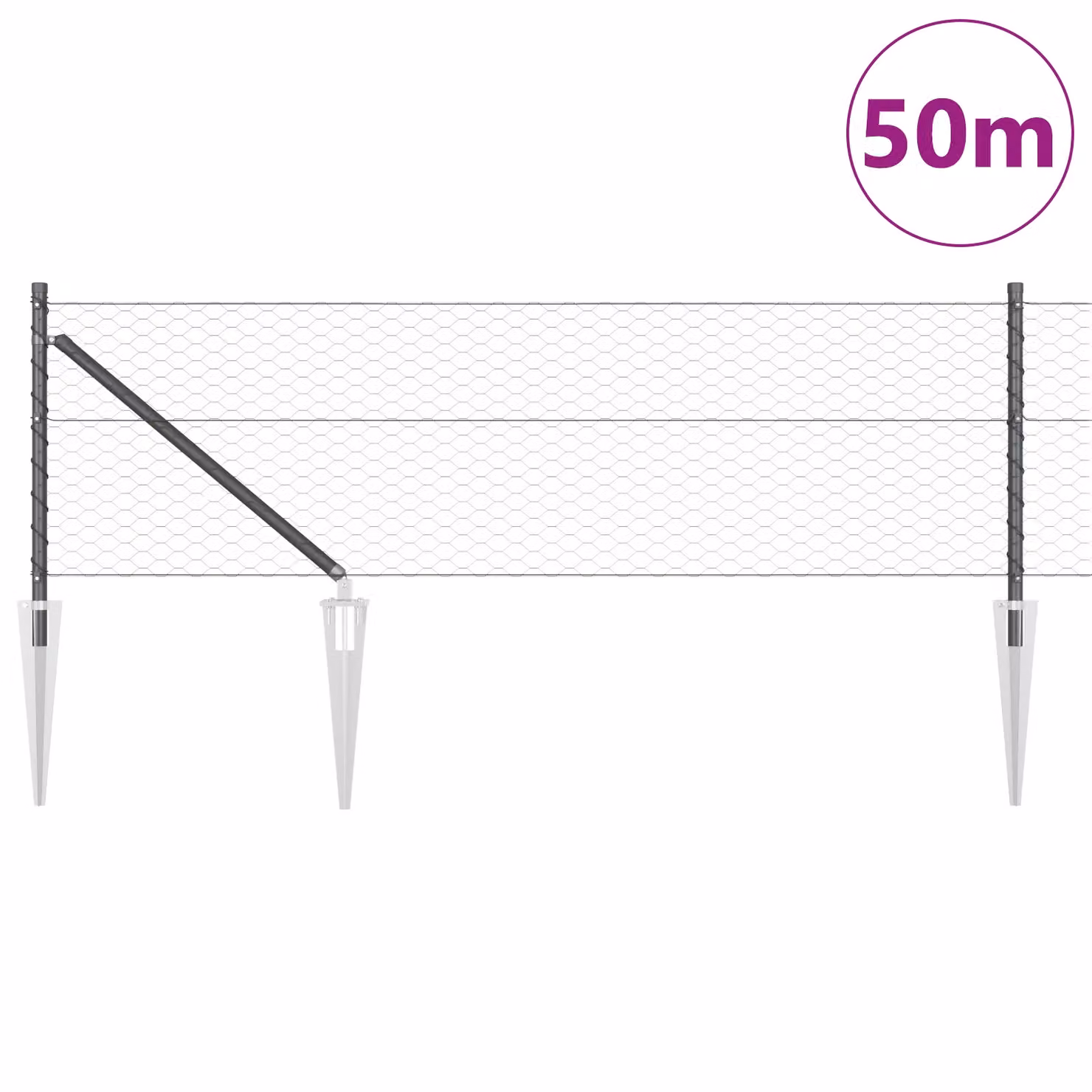 Berkfield Home Grey PVC Coated Hexagon Steel Fence, H: 0.6 m x W: 50 m – 3