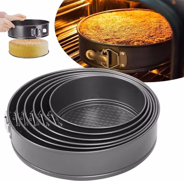 FORGEVIO Set of 6 Grey Non-Stick Round Springform Baking Pans with Loose Base