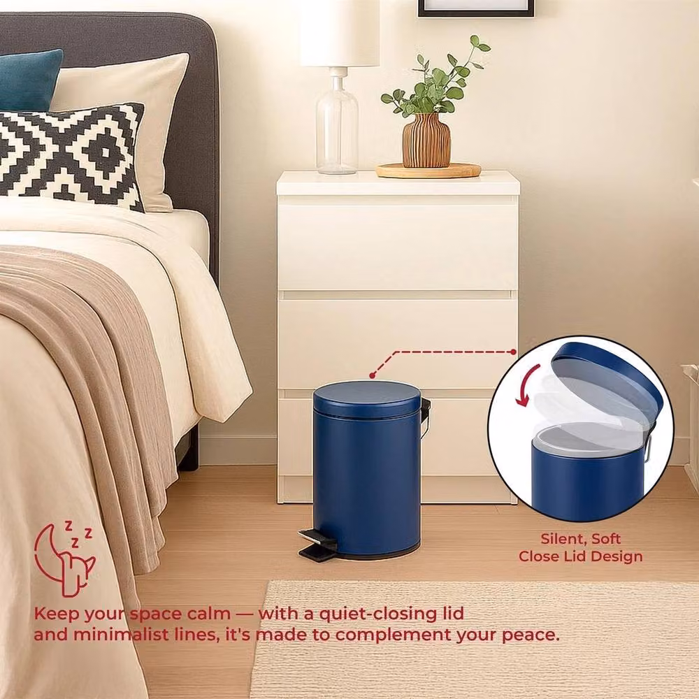 NESTLUNE 3L Stainless Steel Pedal Bin with Matt Finish in Blue – 2