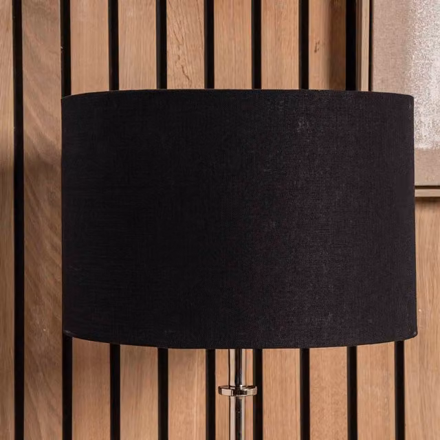 Ruma Black Self Lined Linen Drum Lamp Shade for Table and Floor Lamps, Diameter: 25.4 cm