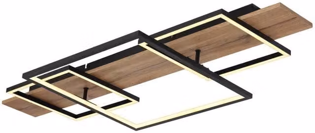 Netlighting Vanni Modern Rectangular Semi Flush Ceiling Light, Matt Black, W: 95 cm, D: 40 cm, with 3x Warm White LED Bulbs (3000K) – 1