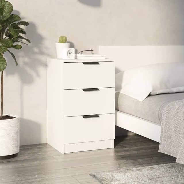 Berkfield Home White Bedside Cabinet W/D/H: 40 x 36 x 65 cm