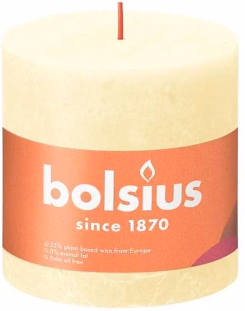 Bolsius Rustic Shine Pillar Candle in Butter Yellow, Diameter: 10 cm, Height: 10 cm