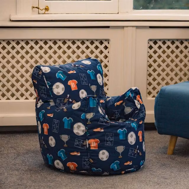Ready Steady Bed Champion Printed Kids Bean Bag Armchair in Blue