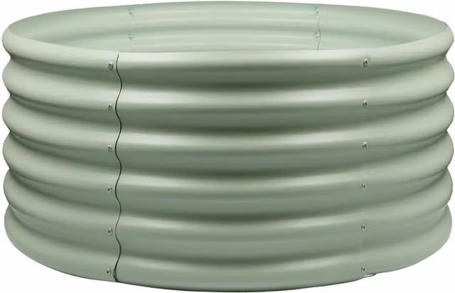 Harbour Housewares Round Raised Garden Bed in Green Galvanised Steel, W: 90 cm, H: 45 cm