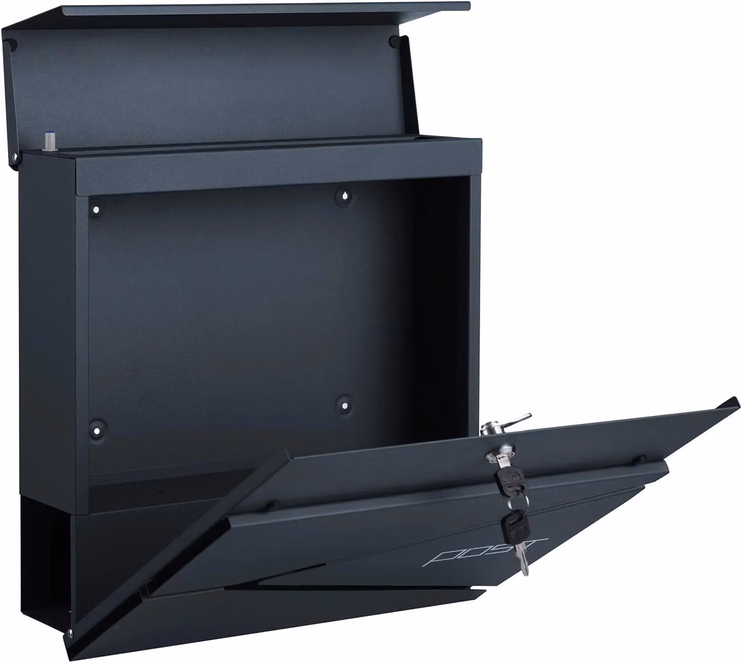 SONGMICS Wall Mounted Steel Letterbox in Anthracite Grey, H 37.0 cm x W 27.0 cm x D 10.5 cm – 6